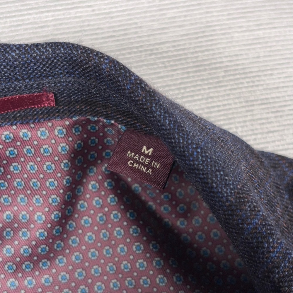 Johnston & Murphy Blazer Mens M Blue Plaid Wool 2-Button Sport Coat - Picture 7 of 16